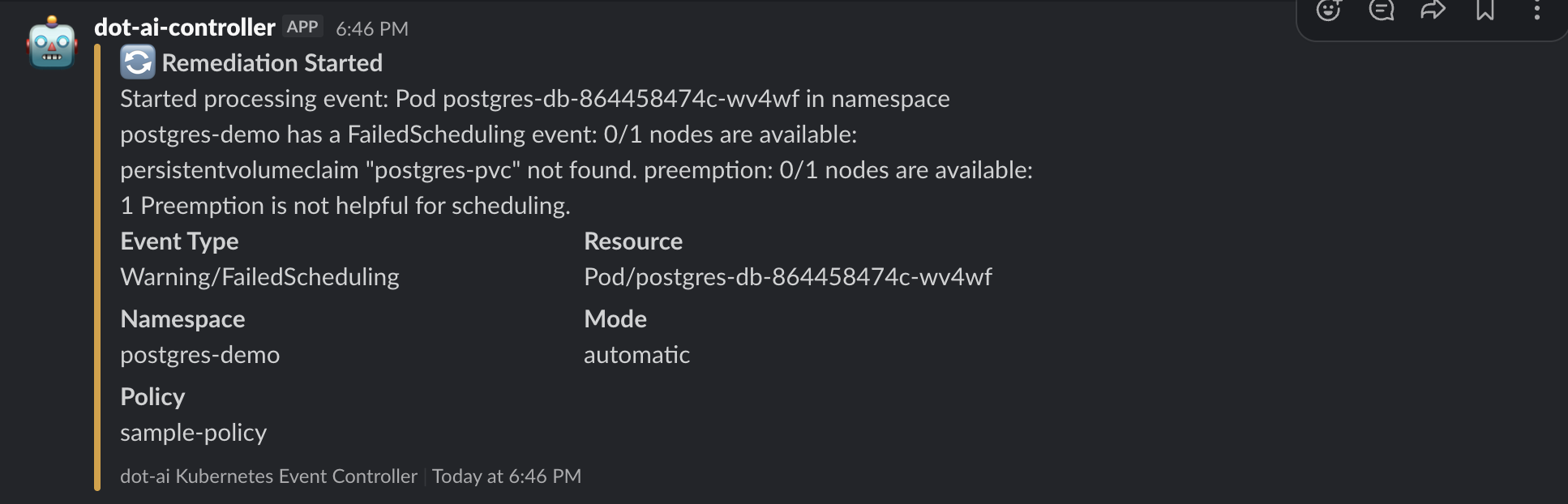 Slack Remediation Started